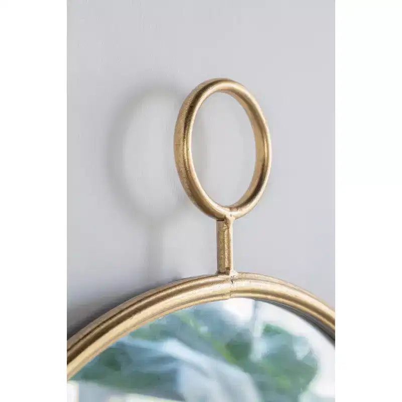 Miroir mural rond de 26 x 32 pouces avec cadre en métal doré