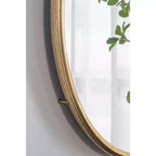 Miroir mural rond de 26 x 32 pouces avec cadre en métal doré
