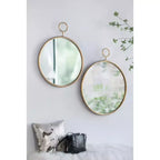 Miroir mural rond de 26 x 32 pouces avec cadre en métal doré
