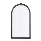 Miroir mural arqué sculpté à la main avec roses 23 x 42 pouces, cadre noir