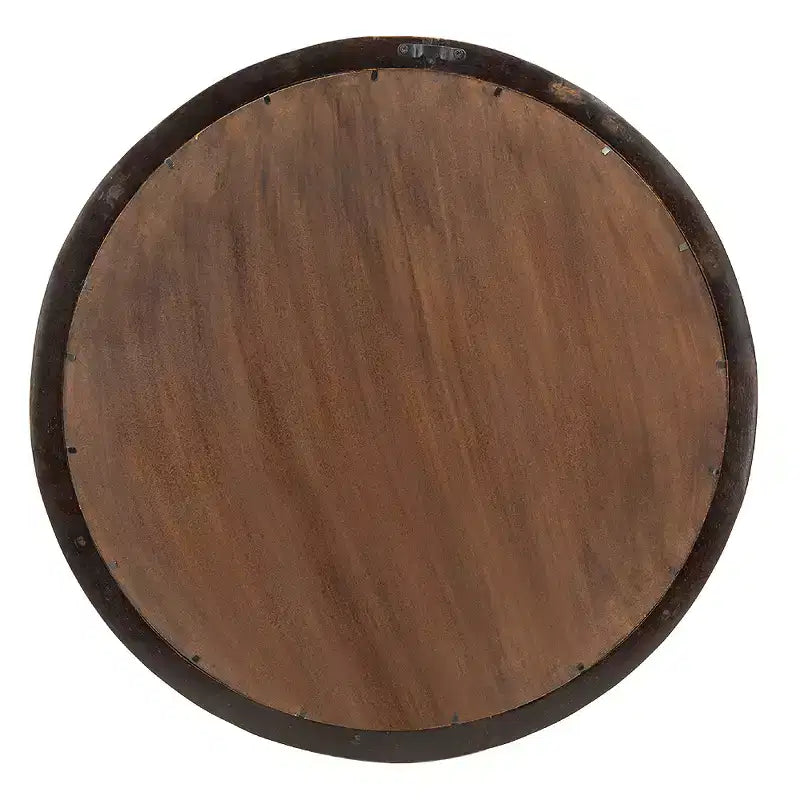 Miroir Mural Rond en Bois de Mangue de 20 Pouces