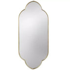 Miroir mural décoratif doré champagne de 22,4 x 48 pouces avec bords crantés