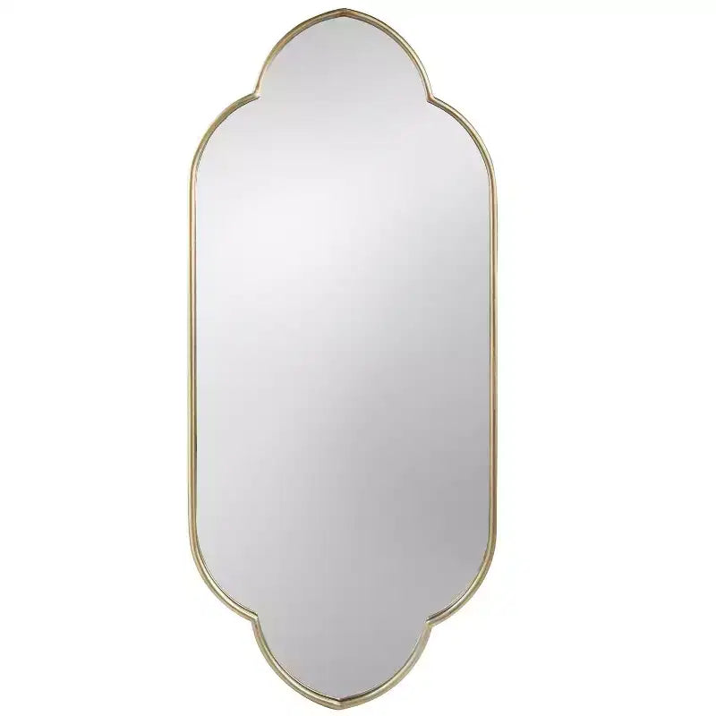 Miroir mural décoratif doré champagne de 22,4 x 48 pouces avec bords crantés