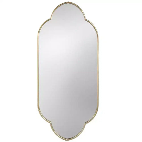 Miroir mural décoratif doré champagne de 22,4 x 48 pouces avec bords crantés