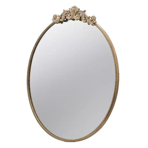 36 x 39 Inch Round Gold Wall Mirror with Metal Frame