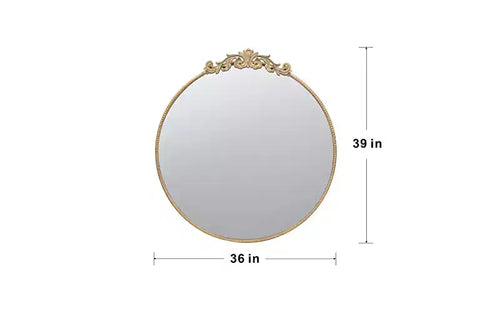 Miroir Mural Rond Doré 36 x 39 Pouces avec Cadre en Métal