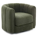 Modern Swivel Accent Chair, 360Rotating Barrel Armchair with Striped Backrest, Round Lounge Chair, Comfy Reading Chair for Bedroom Nursery, Green