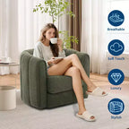Fauteuil d'appoint pivotant moderne, fauteuil barillet rotatif à 360° avec dossier rayé, fauteuil de salon rond, fauteuil de lecture confortable pour chambre à coucher ou chambre de bébé, vert