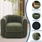 Fauteuil d'appoint pivotant moderne, fauteuil barillet rotatif à 360° avec dossier rayé, fauteuil de salon rond, fauteuil de lecture confortable pour chambre à coucher ou chambre de bébé, vert
