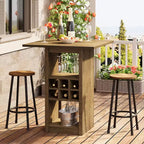 Table de bar carrée Lantine de 31,5 pouces, meuble de bar à hauteur de comptoir en bois à 4 niveaux avec porte-verres, porte-bouteilles et étagères de rangement pour bistro