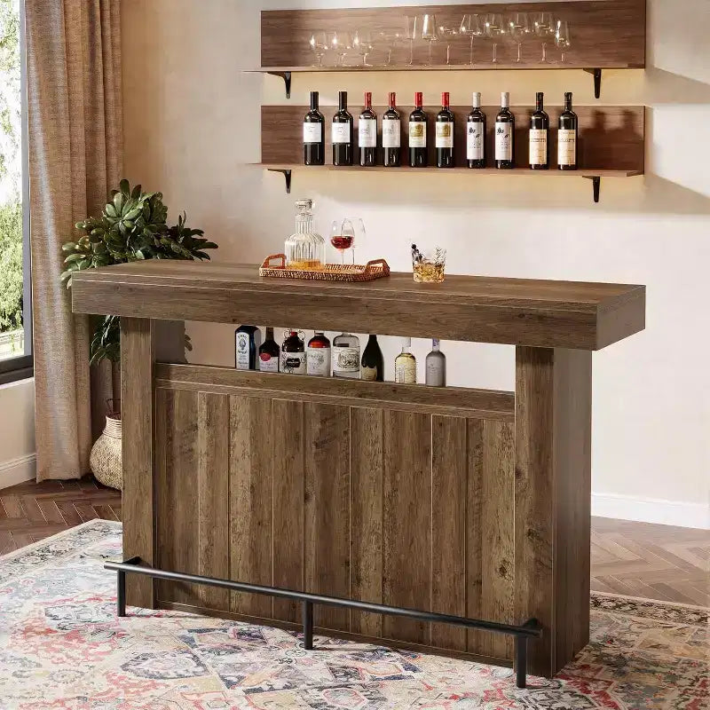 Table de bar Lantine 63, table de pub de hauteur comptoir à 4 niveaux, meuble de bar moderne, meuble à liqueurs pour bar à café pour cuisine, bistrot