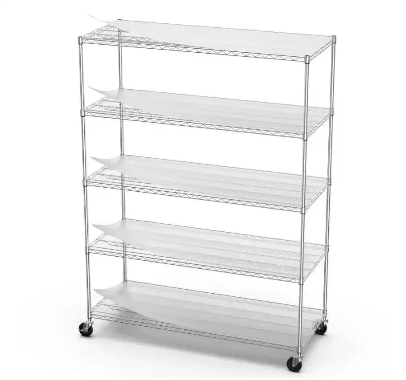 5-Tier 7500LBS Heavy-Duty Adjustable Wire Shelving Unit with Wheels & Liners - For Garage & Basement Storage