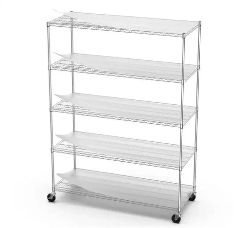5-Tier 7500LBS Heavy-Duty Adjustable Wire Shelving Unit with Wheels & Liners - For Garage & Basement Storage