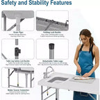 Table de nettoyage de poisson pliante avec évier pliable, table de camping portable et station de nettoyage de poisson, évier de camping avec tuyau de vidange de robinet et pulvérisateur