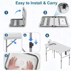 Table de nettoyage de poisson pliante avec évier pliable, table de camping portable et station de nettoyage de poisson, évier de camping avec tuyau de vidange de robinet et pulvérisateur