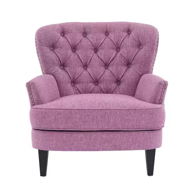 Fauteuil de relaxation touffeté Polibi avec dossier incurvé et clous décoratifs