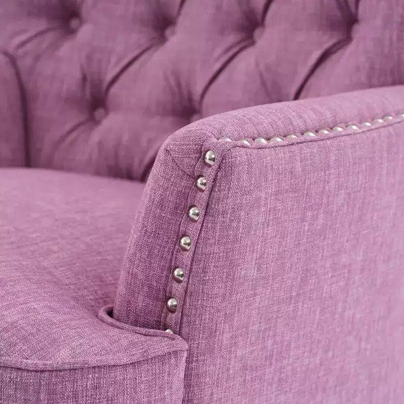 Fauteuil de relaxation touffeté Polibi avec dossier incurvé et clous décoratifs