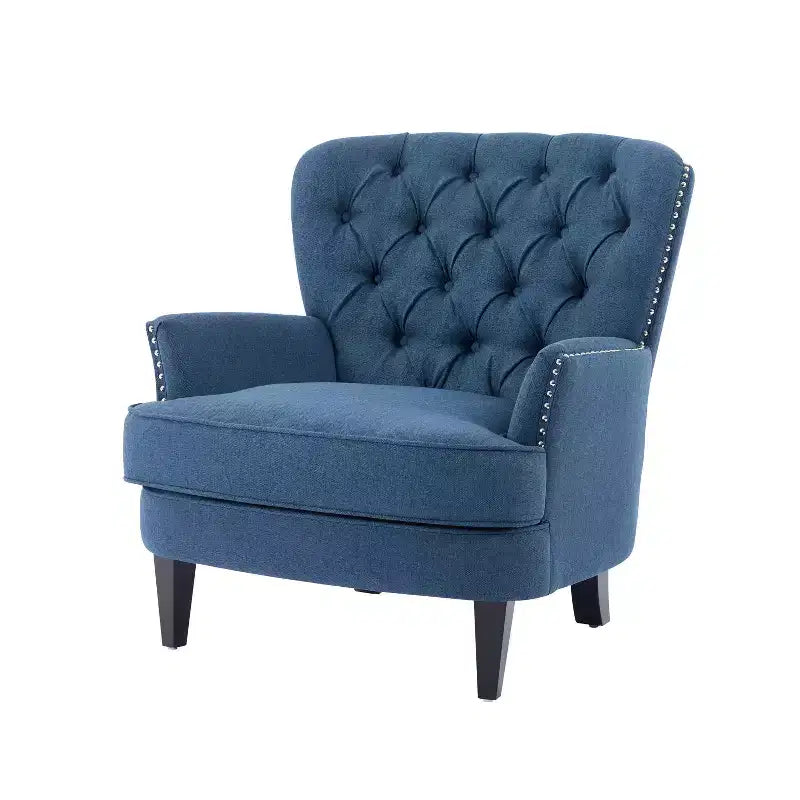 Fauteuil de relaxation touffeté Polibi avec dossier incurvé et clous décoratifs