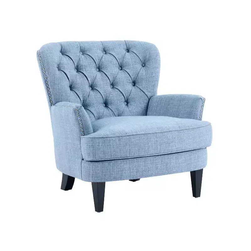 Fauteuil de relaxation touffeté Polibi avec dossier incurvé et clous décoratifs