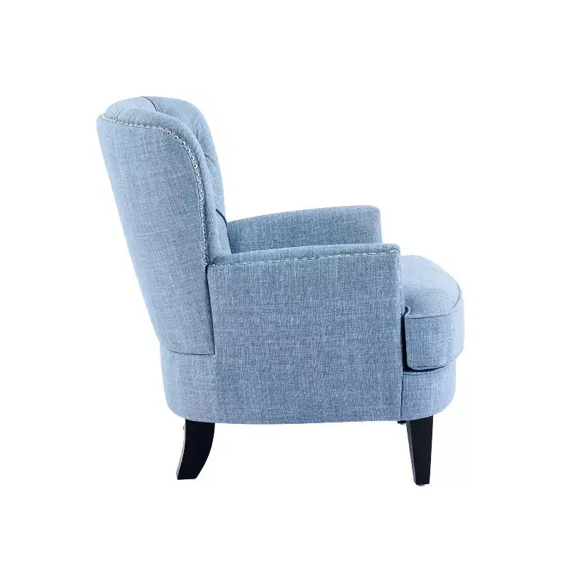Fauteuil de relaxation touffeté Polibi avec dossier incurvé et clous décoratifs