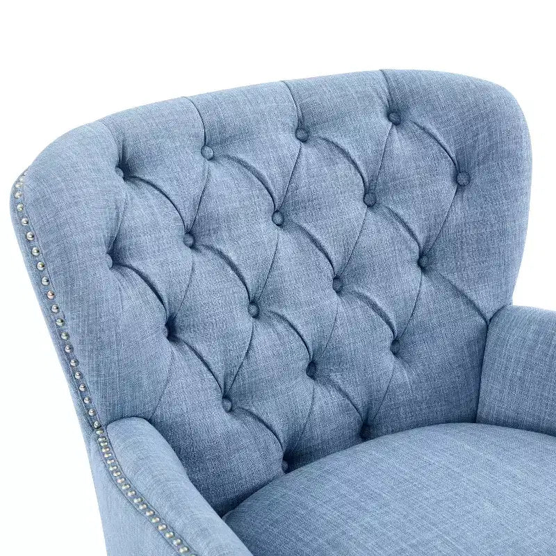 Fauteuil de relaxation touffeté Polibi avec dossier incurvé et clous décoratifs