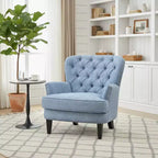 Polibi Tufted Lounge Chair with Curved Back & Nailhead Trim