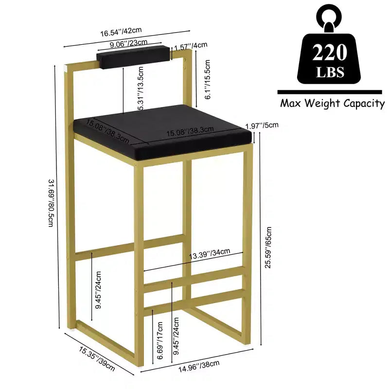 Okak Lot de 2 tabourets de bar modernes en velours rembourrés avec repose-pieds et base robuste, chaises de salle à manger hauteur comptoir rembourrées
