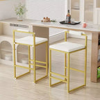 Okak Lot de 2 tabourets de bar modernes en velours rembourrés avec repose-pieds et base robuste, chaises de salle à manger hauteur comptoir rembourrées