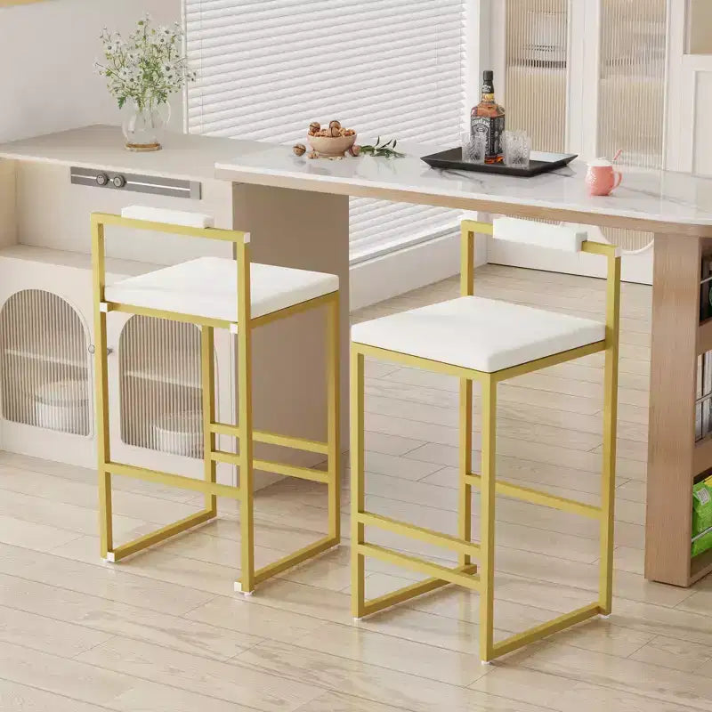 Okak Lot de 2 tabourets de bar modernes en velours rembourrés avec repose-pieds et base robuste, chaises de salle à manger hauteur comptoir rembourrées