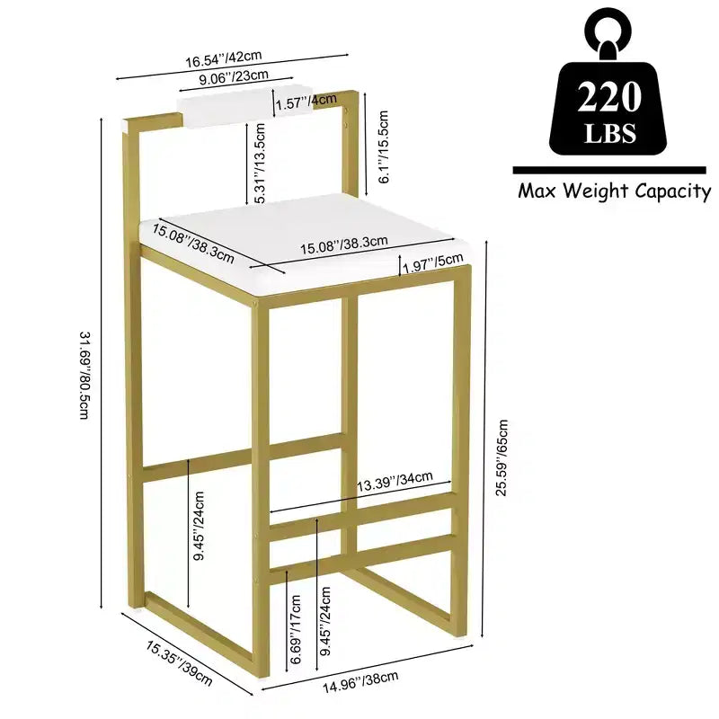 Okak Lot de 2 tabourets de bar modernes en velours rembourrés avec repose-pieds et base robuste, chaises de salle à manger hauteur comptoir rembourrées