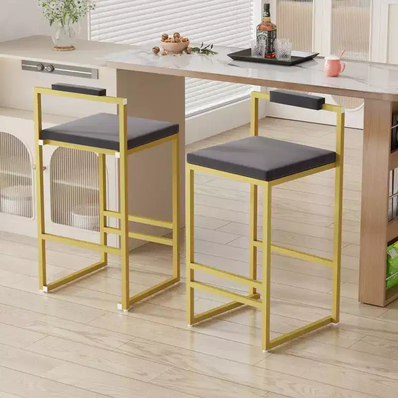 Okak Lot de 2 tabourets de bar modernes en velours rembourrés avec repose-pieds et base robuste, chaises de salle à manger hauteur comptoir rembourrées