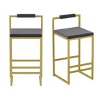 Okak Lot de 2 tabourets de bar modernes en velours rembourrés avec repose-pieds et base robuste, chaises de salle à manger hauteur comptoir rembourrées