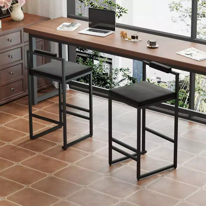 Okak Lot de 2 tabourets de bar modernes en velours rembourrés avec repose-pieds et base robuste, chaises de salle à manger hauteur comptoir rembourrées