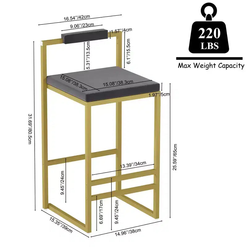 Okak Lot de 2 tabourets de bar modernes en velours rembourrés avec repose-pieds et base robuste, chaises de salle à manger hauteur comptoir rembourrées