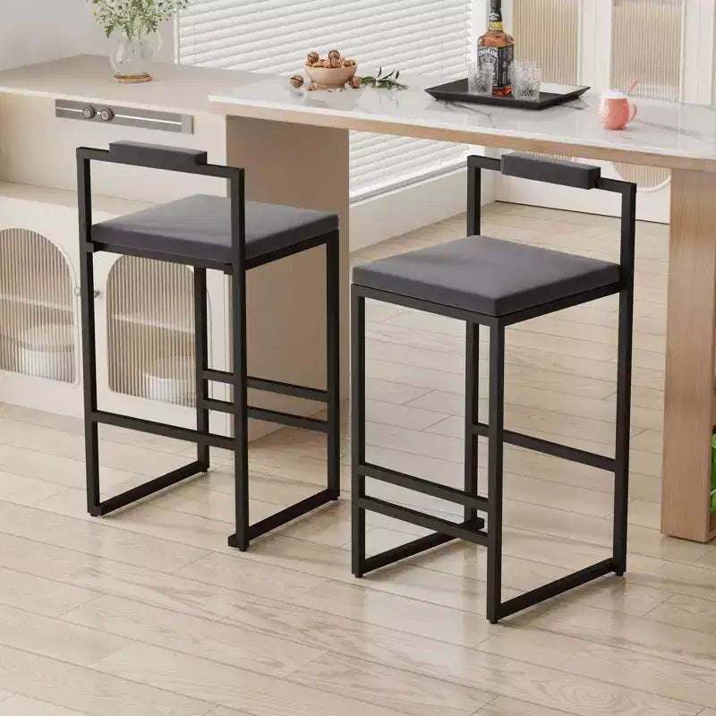 Okak Lot de 2 tabourets de bar modernes en velours rembourrés avec repose-pieds et base robuste, chaises de salle à manger hauteur comptoir rembourrées