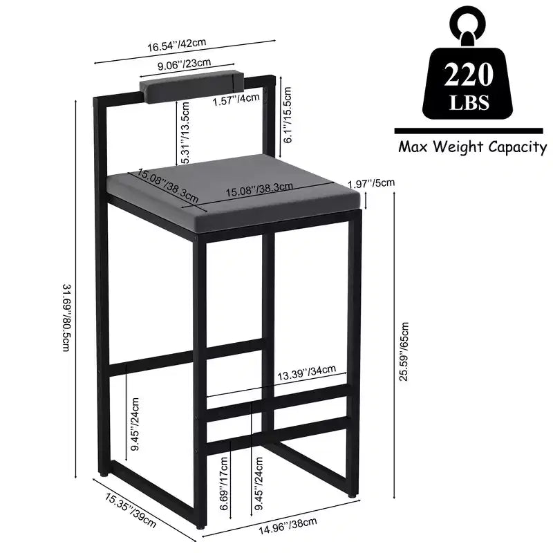 Okak Lot de 2 tabourets de bar modernes en velours rembourrés avec repose-pieds et base robuste, chaises de salle à manger hauteur comptoir rembourrées