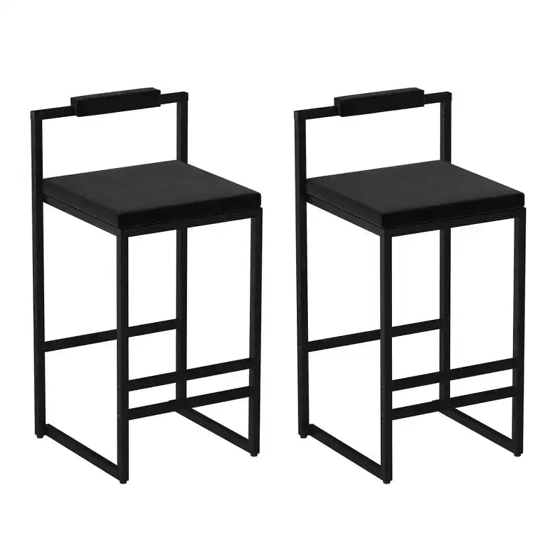 Okak Lot de 2 tabourets de bar modernes en velours rembourrés avec repose-pieds et base robuste, chaises de salle à manger hauteur comptoir rembourrées