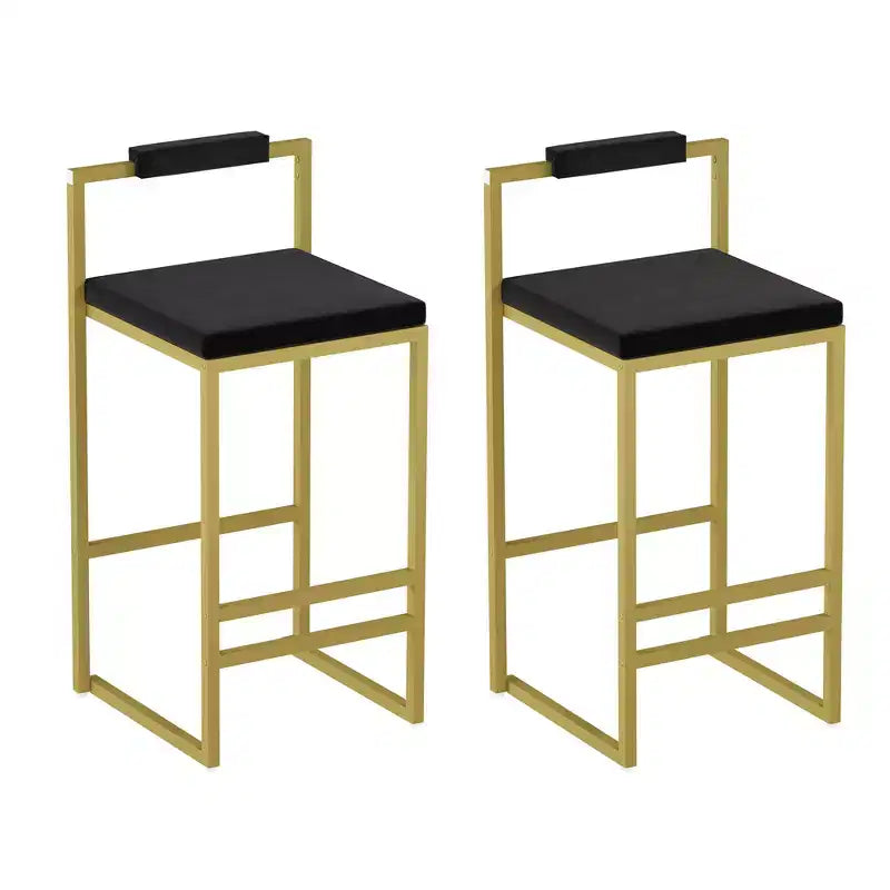 Okak Lot de 2 tabourets de bar modernes en velours rembourrés avec repose-pieds et base robuste, chaises de salle à manger hauteur comptoir rembourrées
