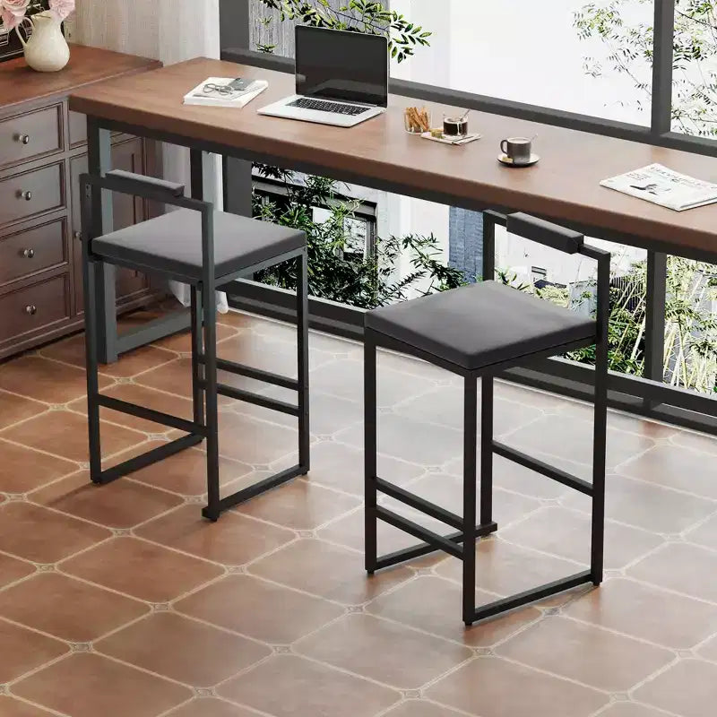 Okak Lot de 2 tabourets de bar modernes en velours rembourrés avec repose-pieds et base robuste, chaises de salle à manger hauteur comptoir rembourrées