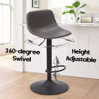 Okak Lot de 2 petits tabourets de bar modernes en cuir PU rembourrés avec dossier et base robuste, chaises pivotantes réglables en hauteur