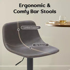 Okak Lot de 2 petits tabourets de bar modernes en cuir PU rembourrés avec dossier et base robuste, chaises pivotantes réglables en hauteur