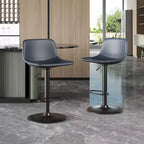 Okak Lot de 2 petits tabourets de bar modernes en cuir PU rembourrés avec dossier et base robuste, chaises pivotantes réglables en hauteur