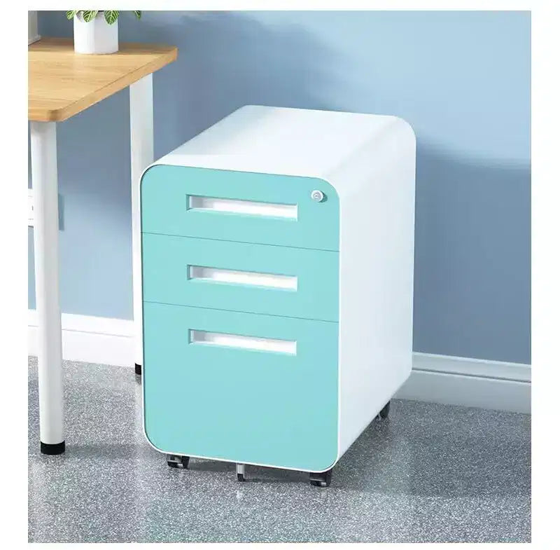 Meuble de classement métallique sécurisé à 3 tiroirs avec serrure, livré entièrement assemblé, mobile, pour dossiers A4/Lettre/Légal, à placer sous le bureau, 5 roulettes