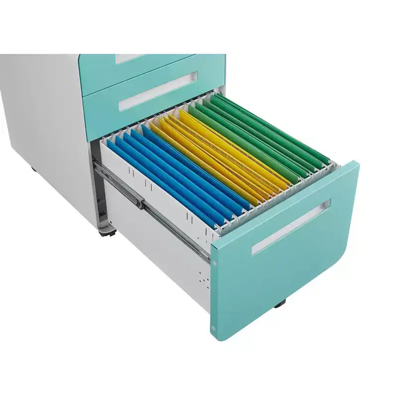 Meuble de classement métallique sécurisé à 3 tiroirs avec serrure, livré entièrement assemblé, mobile, pour dossiers A4/Lettre/Légal, à placer sous le bureau, 5 roulettes