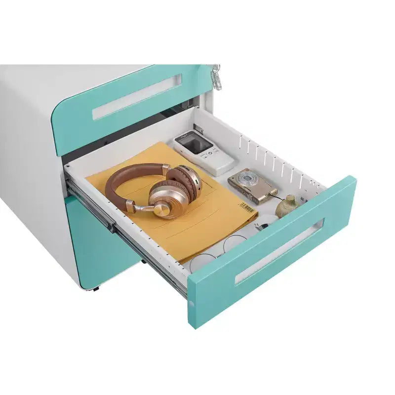 Meuble de classement métallique sécurisé à 3 tiroirs avec serrure, livré entièrement assemblé, mobile, pour dossiers A4/Lettre/Légal, à placer sous le bureau, 5 roulettes