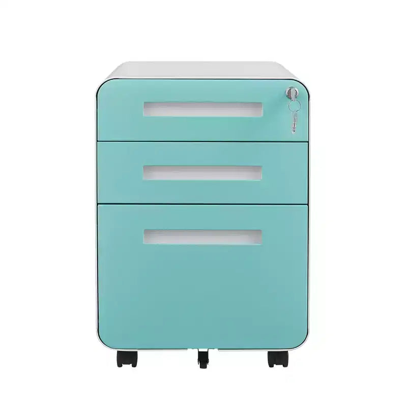 Meuble de classement métallique sécurisé à 3 tiroirs avec serrure, livré entièrement assemblé, mobile, pour dossiers A4/Lettre/Légal, à placer sous le bureau, 5 roulettes