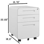 Meuble de classement métallique sécurisé à 3 tiroirs avec serrure, livré entièrement assemblé, mobile, pour dossiers A4/Lettre/Légal, à placer sous le bureau, 5 roulettes