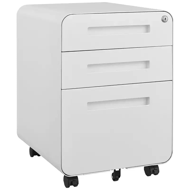 Meuble de classement métallique sécurisé à 3 tiroirs avec serrure, livré entièrement assemblé, mobile, pour dossiers A4/Lettre/Légal, à placer sous le bureau, 5 roulettes