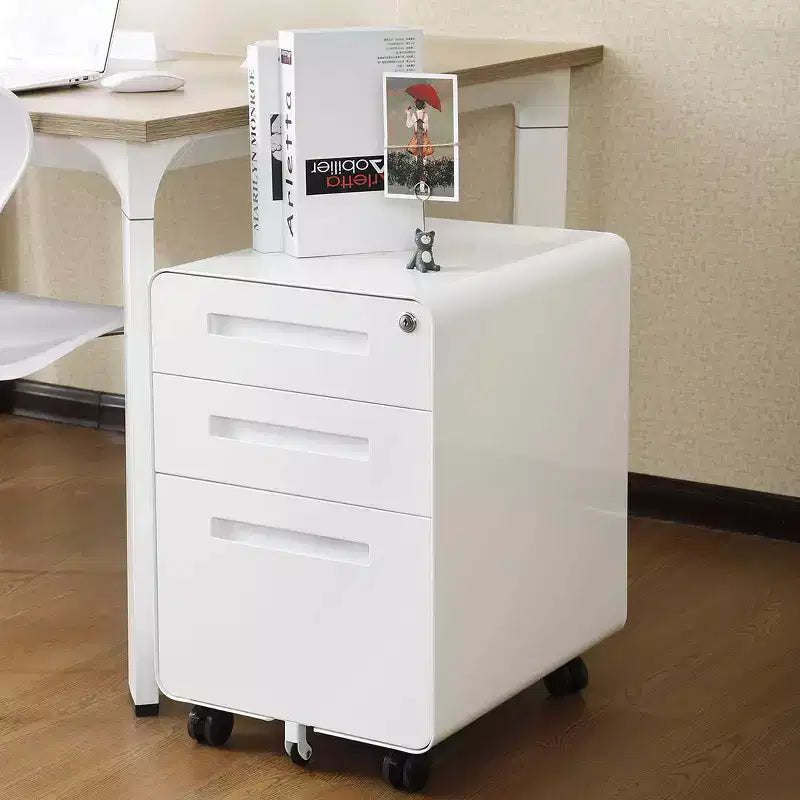 Meuble de classement métallique sécurisé à 3 tiroirs avec serrure, livré entièrement assemblé, mobile, pour dossiers A4/Lettre/Légal, à placer sous le bureau, 5 roulettes