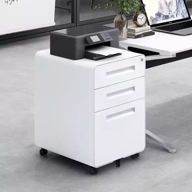 Meuble de classement métallique sécurisé à 3 tiroirs avec serrure, livré entièrement assemblé, mobile, pour dossiers A4/Lettre/Légal, à placer sous le bureau, 5 roulettes